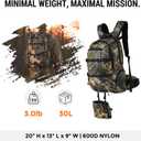 Hunting Backpack with Integrated Rifle and Bow Carrier, Brushed Tricot Daypack for Turkey and Deer Hunting, 30L Camo Pack with Drop-Down Buttstock Holder, Padded Waist Belt and Rain cover, Large