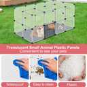 32 Panels Small Animal Playpen, 48" x 32" x 24" Transparent Playpen with Waterproof Mat,Plastic Enclosure,Puppy Play Pen for Chicken,Pet Fence for Guinea Pigs,Bunny,Ferrets,Hamsters,Hedgehogs Indoor