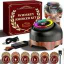 Electric Whiskey Smoker Kit with Adjustable 60-Second Smoke Control Flame-Free & No Butane Needed, Rechargeable Cocktail Smoker for Old Fashioned, Includes 6 Wood Chip Flavors, Bourbon Gift for Men