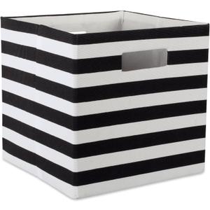 DII Polyester Cube Storage Collection Collapsible Hard Sided Bin, 13x13x13, Black