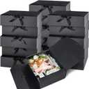 Kucoele 15 PCS Gift Boxes with Lids, 10.6 x 7.8 x 3.1 Inches Bridesmaid Gift Boxes, Black Proposal Boxes with Ribbons for Wedding, Birthday, Graduation Present Packaging