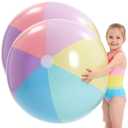 Tradder 2 Pcs 60 Inch Giant Inflatable Beach Ball Large Pastel Macaron Inflatable Float Jumbo Pool Playground Balls for Adults Summer Outdoor Games Water Pool Beach Party Favor (Multicolor)