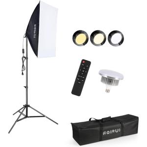 Upgrade LED Bulb Softbox Lighting Kit, Continuous Photography Lighting Kit with 175W 3000-6700K E27 LED Bulb, Soft Box, Photo Studio Lights Equipment for Camera Shooting, Video Recording 1 Pack