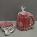 Hazel Quinn Retro Electric Kettle  1.7 Liters / 57.5 Ounces Tea Kettle with Thermometer, All Stainless Steel, Fast Boiling 1200 W, BPAfree, Cordless, Rotational Base, Automatic Shut Off  Ruby Red