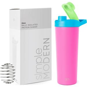 Simple Modern Stainless Steel Shaker Bottle with Ball 24oz | Metal Insulated Cup for Protein Mixes, Shakes and Pre Workout | Rally Collection | 80s Mix