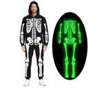 Gomukot Direct Women Men Skeleton Costume Adult Glow in the Dark Skeleton Jumpsuit for Halloween Costume, L