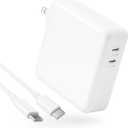 Mac Book Pro Charger 116W, 2-Port USB C Fast Charger Power Adapter Compatible with MacBook Pro/MacBook Air 13 14 15 16 Inch, M1 M2 M3 M4 M5, iPad Pro, Samsung Galaxy and All USB C Device(1 Cable)