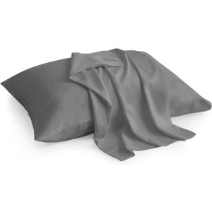 Pack of 2 Toddler Travel Pillow Cases 100% Soft Egyptian Cotton, 600 Thread Count with Zipper Closure for Small Travel Pillowcase 14x20 inch, Grey