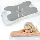 Memory Foam Pillows Cooling Cervical Pillow for Neck and Shoulder Pain Relief Ergonomic Contour Bed Pillow for Side Sleep Stomach Sleeping and Back Sleeper (Light Grey, King-25.2''Lx15.7''Wx5.5''H)