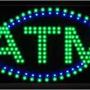 Boshen LED ATM Sign for Business LED Display Sign Display Animated Motion Advertisement Board with Switch Flashing & Steady Mode for Shops Wall Window Stores Bank 21" Lx 13"W(Square "ATM")