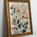 Gold Framed Beige Floral Canvas Wall Art Vintage Country Botanical Earth Tone Flower painting Decor Pictures Boho Plant Bedroom Living Posters Prints for Corridor Classroom Kitchen Room Decoration
