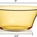 ZEAYEA 2 Pack 9 inch Glass Salad Bowls, Round Serving Bowls for Mixing Salad or Cereal, Amber Glass Prep Bowls for Cooking Baking Prepping, Dishwasher Safe