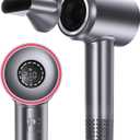 Hair Dryer, 160000 RPM High Speed 1400W Professional Hairdryer, 500 Million Negative Ionic Hair Dryer, 3 Speeds and 5 Temps Fast Drying Hair Blow Dryer with Magnetic Nozzle for Home Salon (Grey)