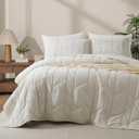 Oli Anderson Velvet Quilt Set King Size - Lightweight Bedspread Coverlet - Soft Velvet Comforter Set - Reversible Quilted Bedding Set for All Seasons - Cream White - 3 PCS (1 Quilt, 2 Pillow Shams)