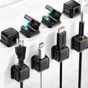7 x Magnetic Cord Organizer for Desk, 8 Pack Cable Clips for Cord Management, Adhesive Cable Holder for Car, Home Office Desk Accessories, Wire Organizer for Nightstand & Wall