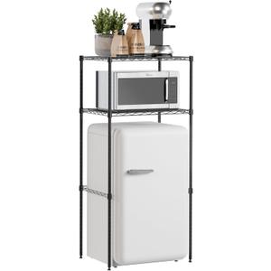 2-Tier Mini Fridge and Microwave Storage Shelf,Adjustable Height Metal Small Refrigerator Stand,110 lbs Capacity per Shelf, Max 220 lbs Total for Kitchen, Office, and Dorms,24" L x 18" D x 52" H