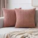 MIULEE Pack of 2 Valentines Day Decorative Throw Pillow Covers 18x18 Inch Soft Boho Striped Textured Pillow Covers Modern Farmhouse Home Decor for Couch Bed Sofa Living Room Blush Pink