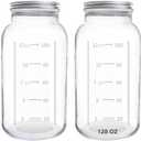 eleganttime 128 oz Mason Jars Extra Wide Mouth 2 Pack, 1 Gallon Glass Large Jars with Airtight Lid, Safe for Food Storage, Curing, Fermentation and Preservation(Not standard wide mouth)