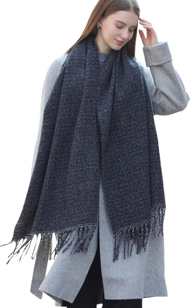 Wander Agio Unisex Scarves Pure Cozy Winter Warm Wrap Ribbed Shawl for Men Women Fall Soft Textured Fashion Solid Scarf