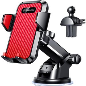 VANMASS 2025 Strongest & Military-Grade Car Phone Mount Patent & Safety Ultimate Cell Phone Holder Best Handsfree Stand for Dash Windshield Vent for iPhone 16 Pro Max 15 14 Android & Truck, Red