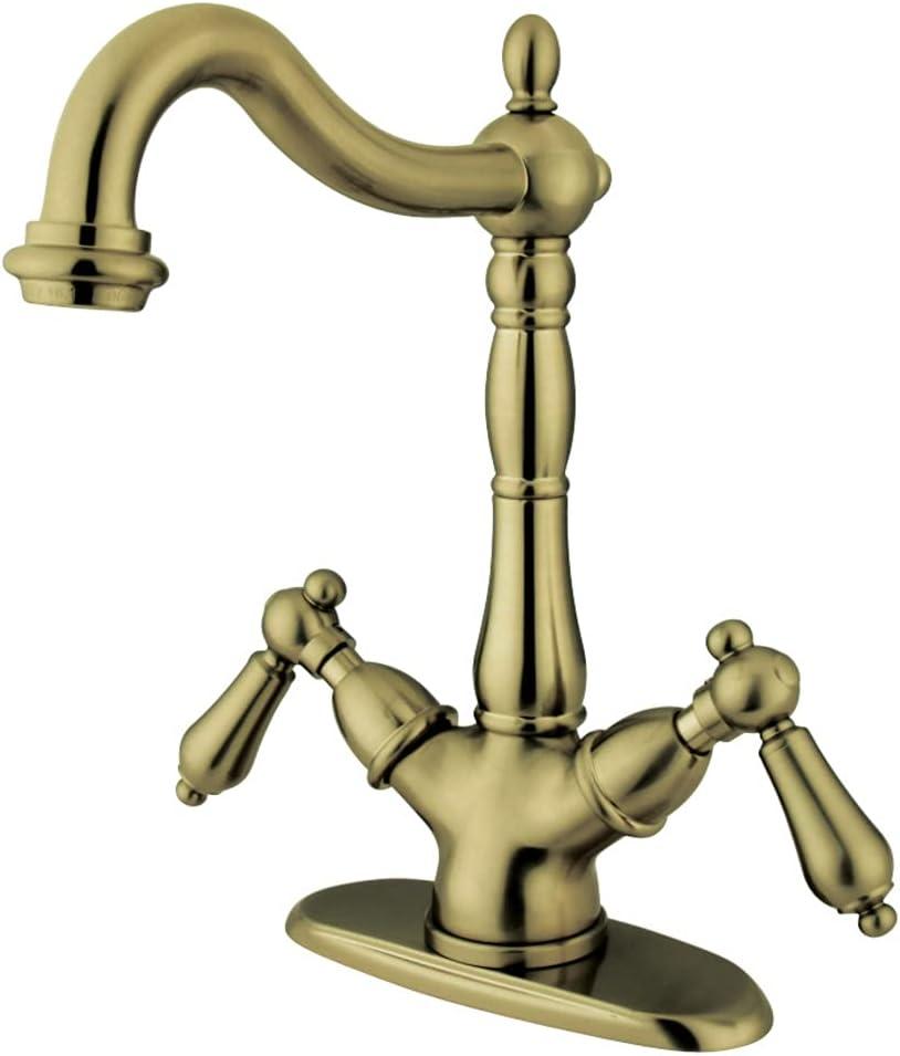 Kingston Brass KS1493AL Heritage 2-Handle Vessel Sink Faucet, Antique Brass
