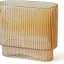 Clear Glass Vase Flower Bouquet Modern Glass Vase Living Room(Brown 2pc)