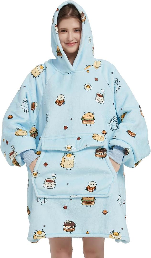 Krifey Wearable Blanket Hoodie, Oversized Sherpa Fleece Sweatshirt with Giant Pocket, Birthday Gifts for Women, Mom, Sister