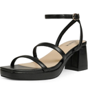 Platform Sandals for Women Open Toe Chunky Heels Two Strap 7cm/2.76" Platform Heels, Size 8.5