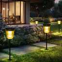 Solar Pathway Lights Outdoor, Solar Lights Outdoor Waterproof IP65, 200 LM Auto On/Off Solar Lights Garden, Outdoor Solar Lights for Yard Garden Walkway Driveway Path (1 Pack-200 Lumen)