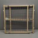 New World Wire Mesh Wood Dog Gate, Pet Gate, Does Not Damage Walls, No Tool Assembly, Features Patented Locking Arm, 24H x 27-41.5W - Inches, Natural Wood & Light Gray Mesh