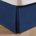 MIYE Pleated Waffle Weave Bed Skirt, Tailored Dust Ruffle 12 Inch Drop Easy Fit, Machine Washable (Navy Blue, Queen - 12" Drop)