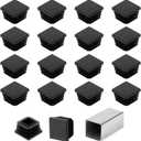 uxcell 1" (25mm) Square Tubing End Caps, 50 Pcs Plastic Hole Plugs Insert End Cap for Metal Tubing Post Chair Leg Table Bookshelves Furniture, Black