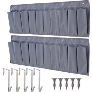 2 Pcs RV Shoe Pockets 10 Pockets Heavy Hanging Bedside Storage Organizer Bedside Shoe Organizer with Sturdy Hooks Storage Pocket Hangs on bed for Shoes Toys and Tool Accessories