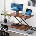 Standing Desk Converter, 25.16" 15.75" Height Adjustable Laptop Stand for Desk, Sit Stand Monitor Stand, No Assembly Required for Home and Office Use (Black) (Natural Wood), 23.6 inches x 13.7 inches x 15.7 inches