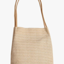 Lightweight Knitted Straw Bag Bucket Handbag for Women for Beach and Outdoor Picnics Light Beige