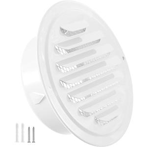 HG Power 4 Inch Soffit Vents, Metal Round Vent Cover with Screen Mesh, Louver Exhaust Vent for Wall, Ceiling Mount, Shed, Garage, Attic Ventilation, 2-PackWhite