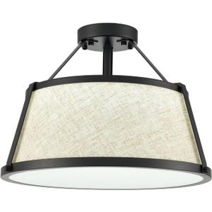 DANSEER Drum Flush Mount Ceiling Light Black Finish Dimmable LED for Bedroom Hallway Living Room Entry