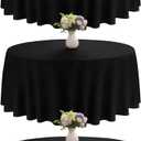 3 Pack 90 Inch Round Black Polyester Tablecloth Bulk Washable Table Covers for Wedding Dining Table Buffet Parties Banquet Decor(Black)