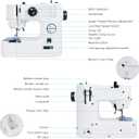 Qoosea Sewing Machine for Beginners, Portable Household Electric Sewing Machine with 39 Stitches & Dual Needle, Extension Table, Foot Pedal for Home DIY Crafts