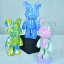 DIY Creative Blank Painting Fluid Bear Figure, Multicolor Mix Design for Home Decoration (Fluid Bear, Blue)
