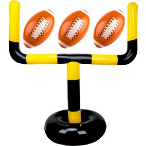 4 Pcs Jumbo Inflatable Football Set Include 1 Giant Inflatable Football Goal Post and 3 Pcs Blow Up Footballs Beach Balls for Summer Beach Lawns Outdoor Sports Game