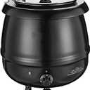 THEGA Stainless Steel Stock Pot - Rice Cooker, 10L with Hinged Lid and Removable Soup Jug, Heatable Large Capacity Soup Bucket, Induction Safe Stock Pot with Stainless Steel Lid