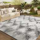 COCOER Outdoor Rug-Quick Dry Indoor Outdoor Area Rug-Grey Rugs for Living Room-Absorbent Patio Rug-Non Slip Outdoor Carpet-Morocco Washable Rug-Room Decor for Balcony Deck (8' x 10' (Rectangular))