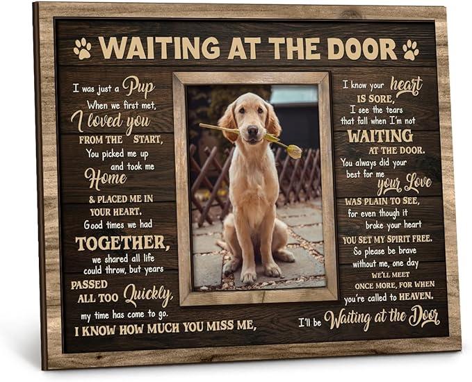 Kilyhome Dog Memorial Frame  Waiting At The Door Wooden Picture Frame for Pet Loss, 8''x10''  Pup Remembrance Keepsake, Bereavement Decor Home, Sympathy Gift for Pets Owner, Dogs Mom