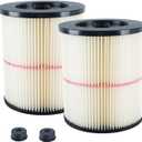 2 Packs of 17816 Filter Compatible with Craftsman Shop Vac Wet/Dry 5/6/8/12/16/32 Gallon and Larger Vacuum Cleaner, 9-17816 Red Stripe Vacuum Cartridge Filters