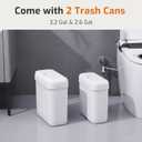 MOPALL 2 Pack Small Bathroom Trash Can with Lid, 3.2 Gallon / 11.5 L & 2.6 Gallon / 10 L Waste Basket with Pop-Up Lid, Slim Plastic Garbage Bin Dog Proof for Kitchen, Bedroom, Office, Toilet, White