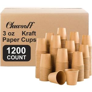 1200 Pack 3 oz Paper Cups, Disposable Kraft Small Mouthwash Bathroom Cups 3 Ounce, Hot/Cold Beverage Cups for Home, Kitchen, Party