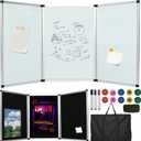 Double-Sided Trifold Display Board 3 Panel Presentation Whiteboard 70.4 x 35.4in Trade Show Presentation Board Aluminum Tabletop Display Folding Panel for Trade Show Table Top