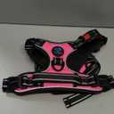 PHOEPET Reflective Dog Harness Large Breed Adjustable No Pull Vest with Handle 2 Metal Rings 3 Buckles [Easy to Put on & Take Off](L, Pink)