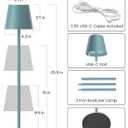 JACKYLED Cordless Table Lamps Rechargeable, 3 Adjustable Height, 5000mAh Battery Operated, 3 Colors Smooth Dimming, Portable LED Waterproof Table Lamp for Kitchen, Bedroom, Outdoor (2 Pack-Lake Blue)